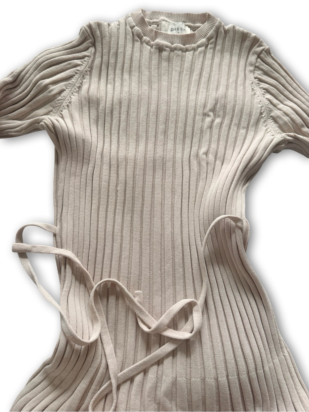 Dissh Ribbed Long Sleeve Maxi Dress in Light Beige - Picture 5 of 5